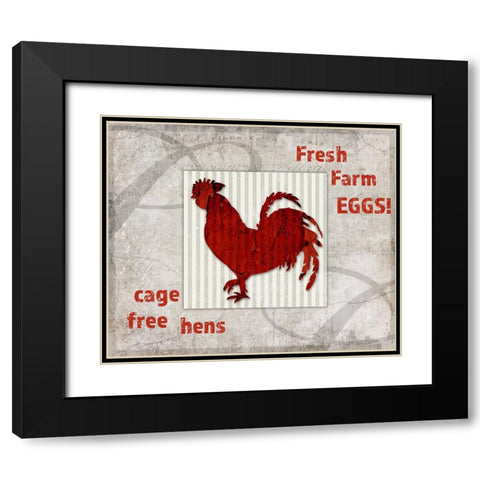 Decortive Pattern Farm Fresh Chicken Black Modern Wood Framed Art Print with Double Matting by LightBoxJournal