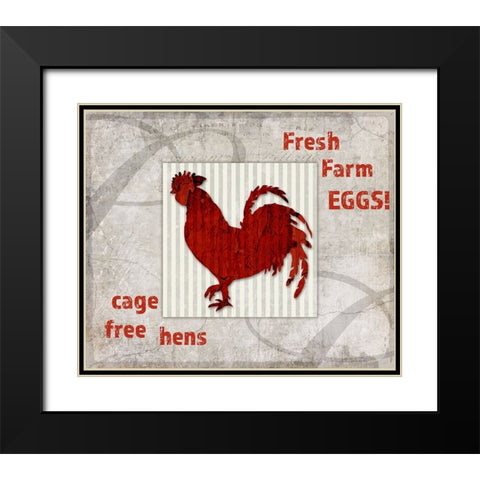 Decortive Pattern Farm Fresh Chicken Black Modern Wood Framed Art Print with Double Matting by LightBoxJournal