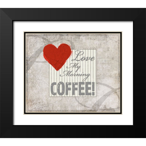 Decortive Pattern Love Coffee Black Modern Wood Framed Art Print with Double Matting by LightBoxJournal