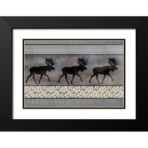 Moose Pattern Black Modern Wood Framed Art Print with Double Matting by LightBoxJournal