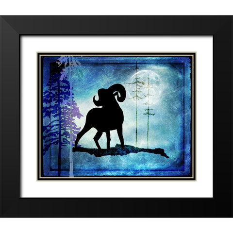 Midnight Sheep Black Modern Wood Framed Art Print with Double Matting by LightBoxJournal