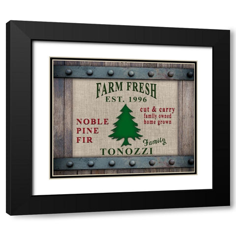 Personalized Christmas Sign V10 Black Modern Wood Framed Art Print with Double Matting by LightBoxJournal