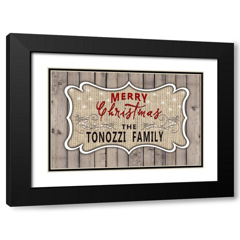 Personalized Christmas Sign V14 Black Modern Wood Framed Art Print with Double Matting by LightBoxJournal