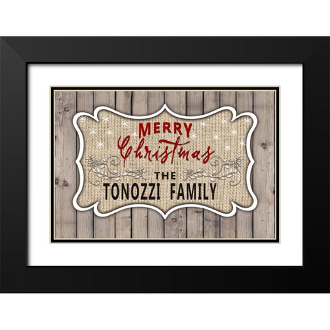 Personalized Christmas Sign V14 Black Modern Wood Framed Art Print with Double Matting by LightBoxJournal