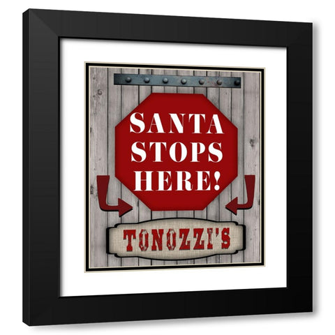 Personalized Christmas Sign V15 Black Modern Wood Framed Art Print with Double Matting by LightBoxJournal