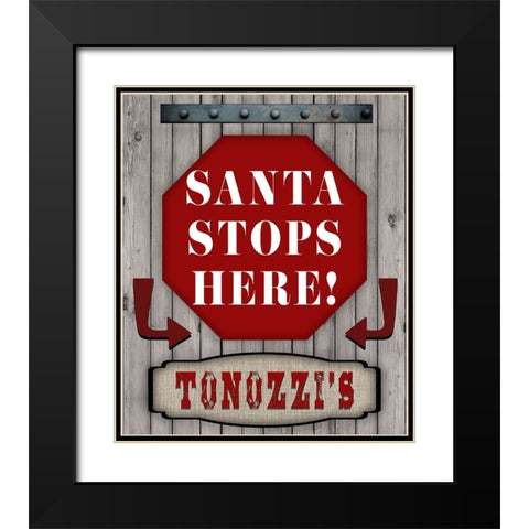 Personalized Christmas Sign V15 Black Modern Wood Framed Art Print with Double Matting by LightBoxJournal