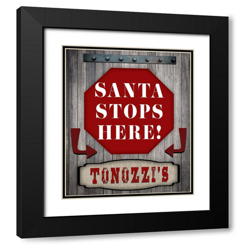 Personalized Christmas Sign V16 Black Modern Wood Framed Art Print with Double Matting by LightBoxJournal