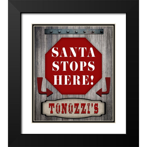 Personalized Christmas Sign V16 Black Modern Wood Framed Art Print with Double Matting by LightBoxJournal