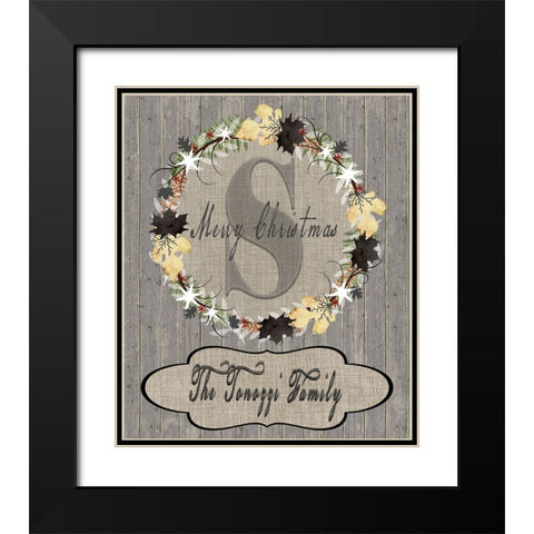 Personalized Christmas Sign V19 Black Modern Wood Framed Art Print with Double Matting by LightBoxJournal