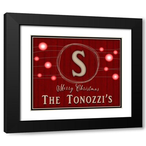 Personalized Christmas Sign V35 V2 Black Modern Wood Framed Art Print with Double Matting by LightBoxJournal
