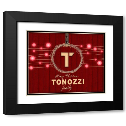 Personalized Christmas Sign V35 V6 Black Modern Wood Framed Art Print with Double Matting by LightBoxJournal