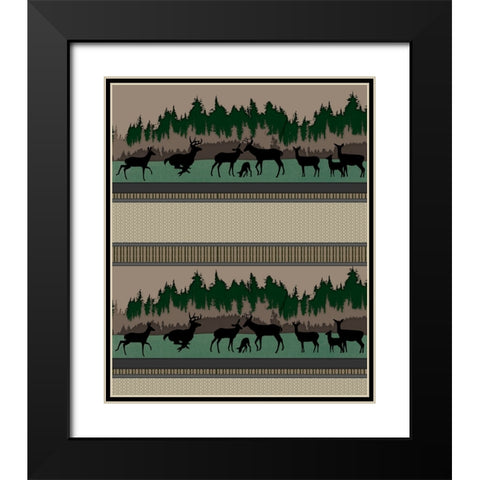 Deer_SurfacePattern V1 0 Black Modern Wood Framed Art Print with Double Matting by LightBoxJournal
