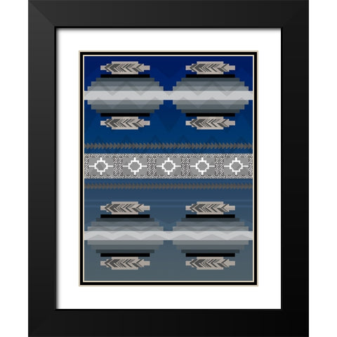 Aztec Seasons A3 Black Modern Wood Framed Art Print with Double Matting by LightBoxJournal