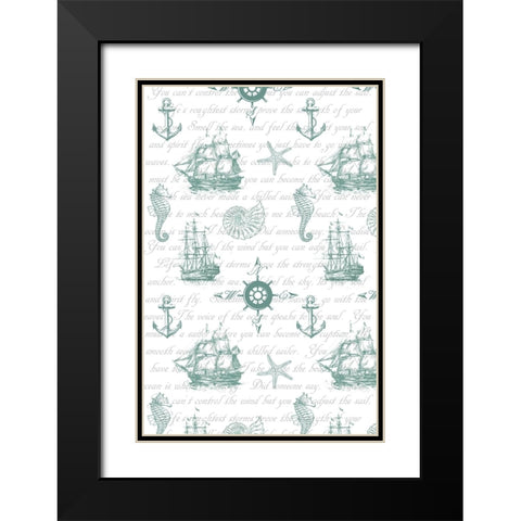 Sailor Away_Surface Pattern 1 Black Modern Wood Framed Art Print with Double Matting by LightBoxJournal