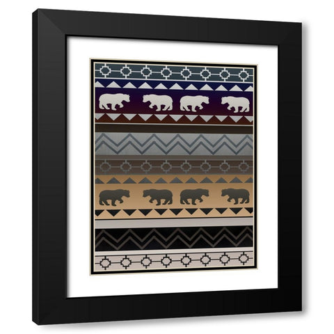 Bear Pattern Sunset Gradient Black Modern Wood Framed Art Print with Double Matting by LightBoxJournal