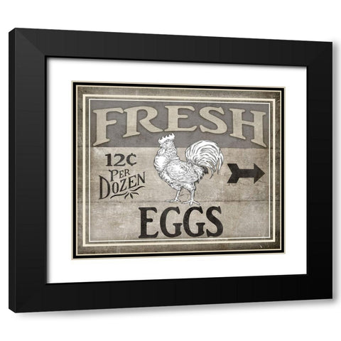 Vintage Farm Sign - Local Farmer - Fresh Eggs Black Modern Wood Framed Art Print with Double Matting by LightBoxJournal