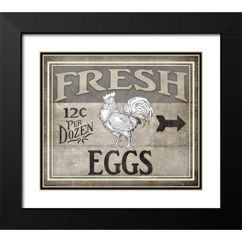 Vintage Farm Sign - Local Farmer - Fresh Eggs Black Modern Wood Framed Art Print with Double Matting by LightBoxJournal