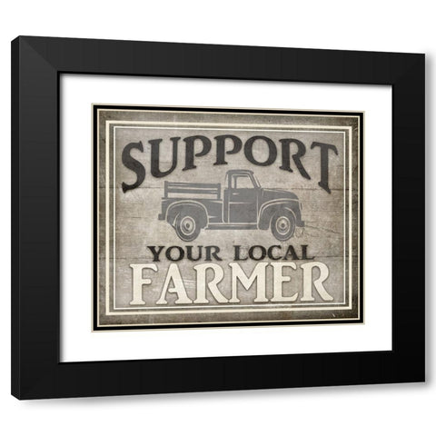 Vintage Farm Sign - Local Farmer Black Modern Wood Framed Art Print with Double Matting by LightBoxJournal