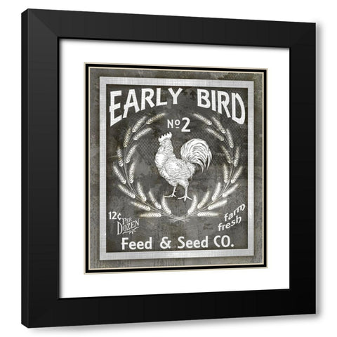 Farm Sign_Early Bird Black Modern Wood Framed Art Print with Double Matting by LightBoxJournal