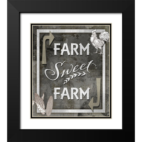 Farm Sign_Farm Sweet Farm 1 Black Modern Wood Framed Art Print with Double Matting by LightBoxJournal