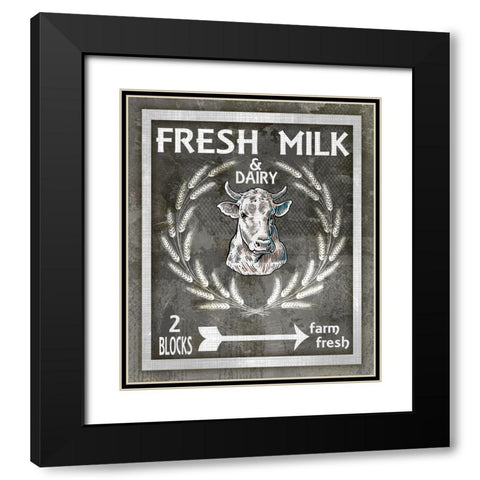 Farm Sign_Fresh Milk 1 Black Modern Wood Framed Art Print with Double Matting by LightBoxJournal