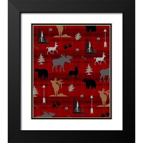Wildlife Pattern 05 Black Modern Wood Framed Art Print with Double Matting by LightBoxJournal