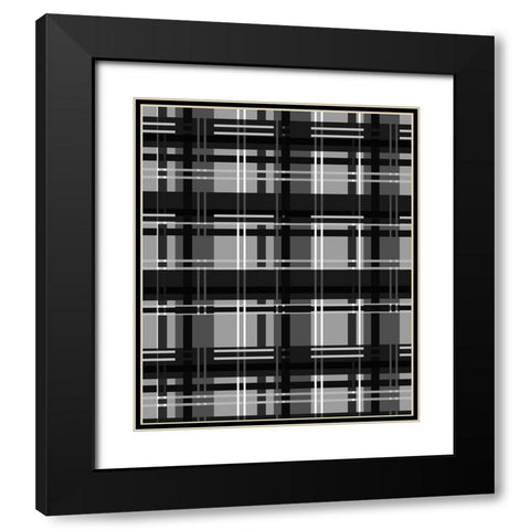 Minimalist Black and Whit Plaid 04 Black Modern Wood Framed Art Print with Double Matting by LightBoxJournal
