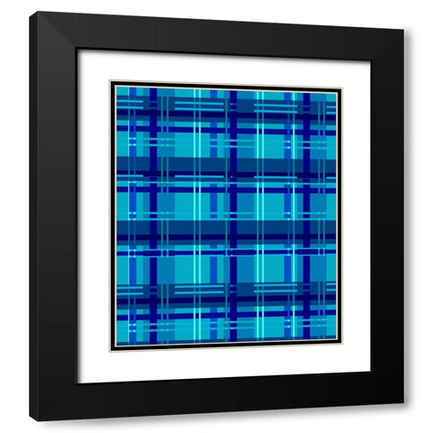 Minimalist Blue Plaid Design 05 Black Modern Wood Framed Art Print with Double Matting by LightBoxJournal