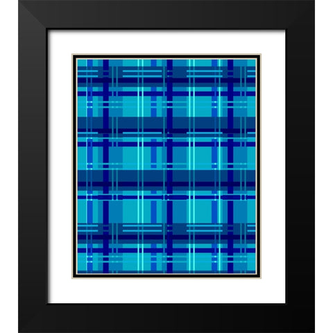 Minimalist Blue Plaid Design 05 Black Modern Wood Framed Art Print with Double Matting by LightBoxJournal