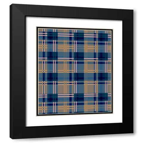 Minimalist Blue Plaid Design 07 Black Modern Wood Framed Art Print with Double Matting by LightBoxJournal