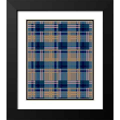 Minimalist Blue Plaid Design 07 Black Modern Wood Framed Art Print with Double Matting by LightBoxJournal