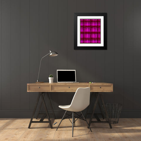 Minimalist Magenta Plaid Design 01 Black Modern Wood Framed Art Print with Double Matting by LightBoxJournal