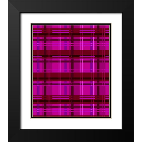 Minimalist Magenta Plaid Design 01 Black Modern Wood Framed Art Print with Double Matting by LightBoxJournal