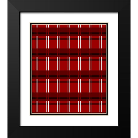 Minimalist Red Plaid Design 01 Black Modern Wood Framed Art Print with Double Matting by LightBoxJournal