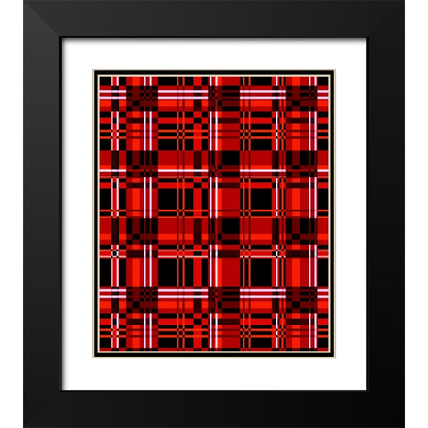 Minimalist Red Plaid Design 06 Black Modern Wood Framed Art Print with Double Matting by LightBoxJournal