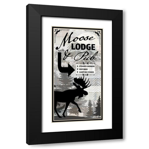 Blue Bear Lodge Sign 018 Black Modern Wood Framed Art Print with Double Matting by LightBoxJournal