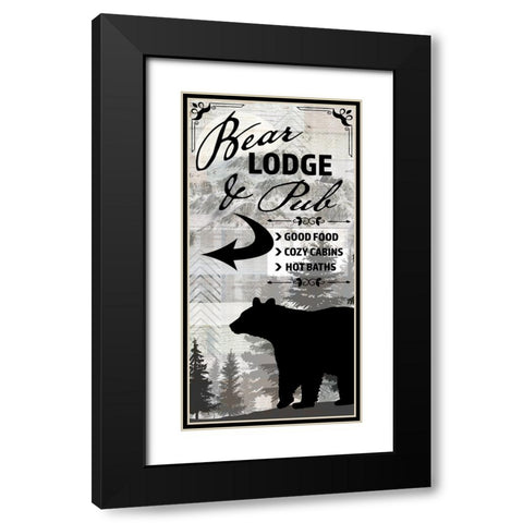 Blue Bear Lodge Sign 019 Black Modern Wood Framed Art Print with Double Matting by LightBoxJournal
