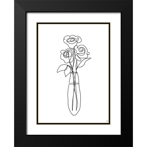 Floral Bunch 3 Black Modern Wood Framed Art Print with Double Matting by Line and Brush