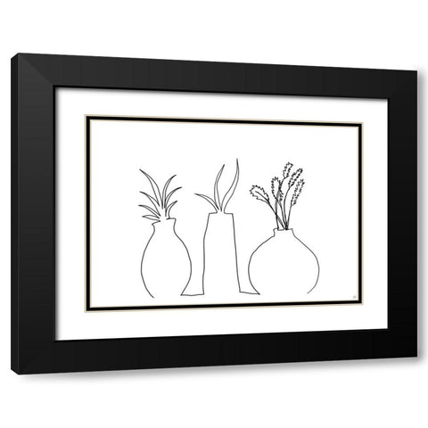 Floral Set Still Life 2 Black Modern Wood Framed Art Print with Double Matting by Line and Brush