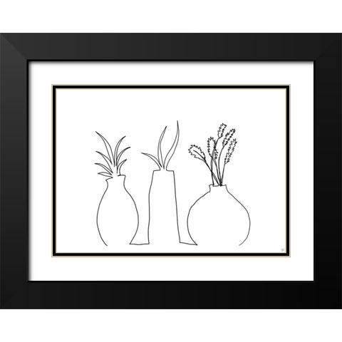 Floral Set Still Life 2 Black Modern Wood Framed Art Print with Double Matting by Line and Brush