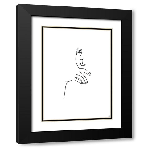 Line Female Look 2 Black Modern Wood Framed Art Print with Double Matting by Line and Brush