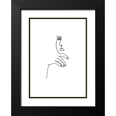 Line Female Look 2 Black Modern Wood Framed Art Print with Double Matting by Line and Brush