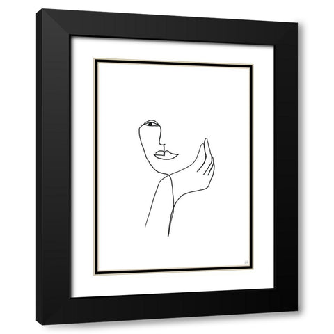 Line Female Look 3 Black Modern Wood Framed Art Print with Double Matting by Line and Brush
