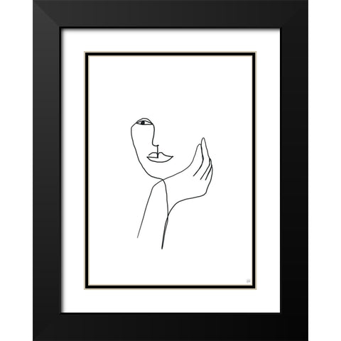 Line Female Look 3 Black Modern Wood Framed Art Print with Double Matting by Line and Brush