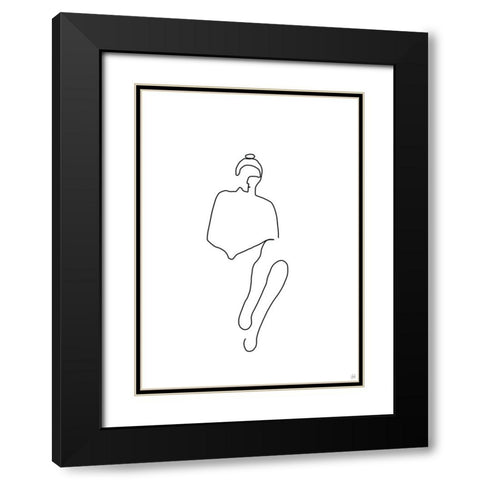 Line Female Work 1 Black Modern Wood Framed Art Print with Double Matting by Line and Brush