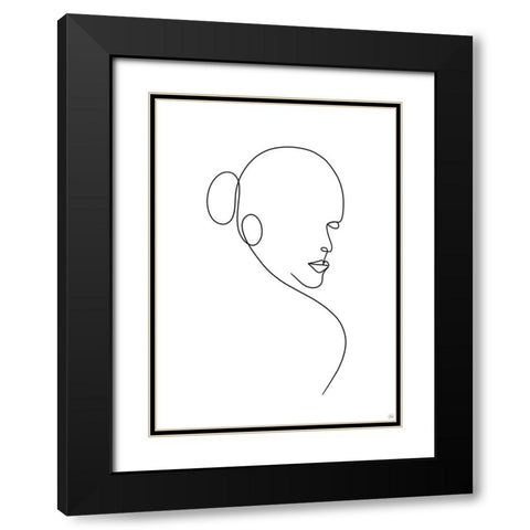 Line Lady 1 Black Modern Wood Framed Art Print with Double Matting by Line and Brush