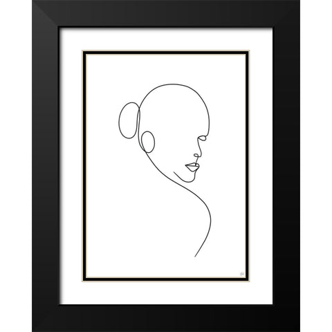 Line Lady 1 Black Modern Wood Framed Art Print with Double Matting by Line and Brush