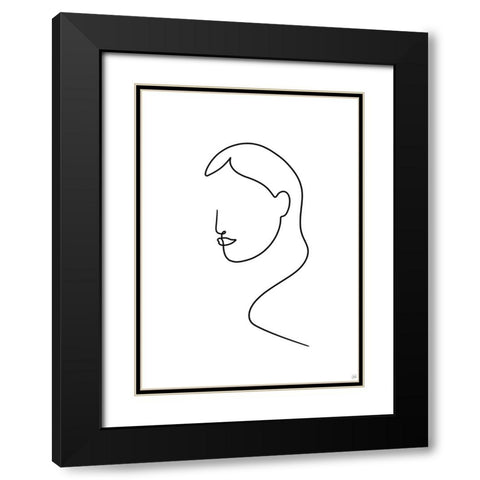 Line Lady 8 Black Modern Wood Framed Art Print with Double Matting by Line and Brush