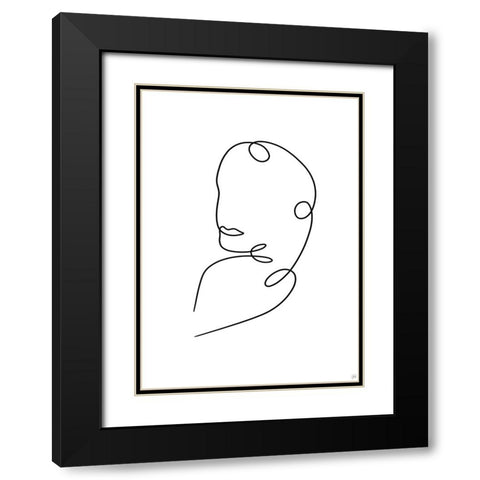 Line Lady 9 Black Modern Wood Framed Art Print with Double Matting by Line and Brush