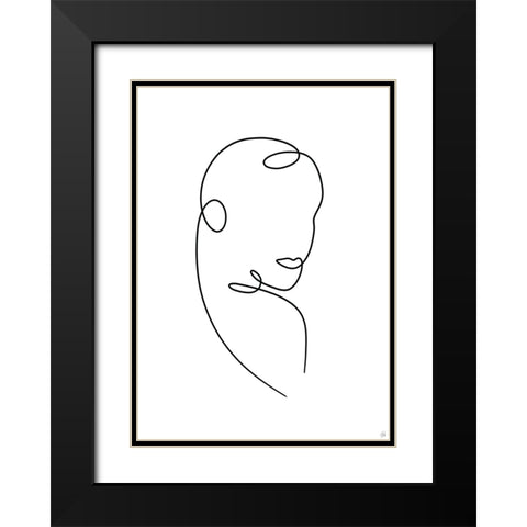 Line Lady 10 Black Modern Wood Framed Art Print with Double Matting by Line and Brush